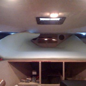 V-berth, purchased a 3" memory foam from Wallmart.