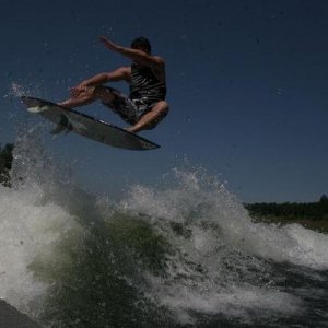 On New Hogan Reservoir March 2010.  Learn more at http://www.flyboywakesurf.com