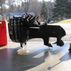 This is the 77 Mecury 402 (40 hp) with controls and a full tank of gas and that is how I bought it.  The guy even delivered it for me to my place.