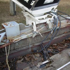 Inside view of the transom. This entire transom has now been gutted and new marine plywood has been cut and ready for reassembly. Actually, the entire