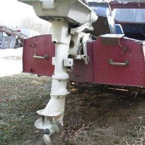 Rear view of the transom. The original motor was a 40 HP Tecumseh. I'm not sure what year, but it was shot. It was also a long shaft, which is obvious