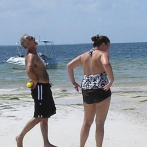 My Father, Shannon and the boat at anlecot key, island, (Whatever it is) Beatiful though!!