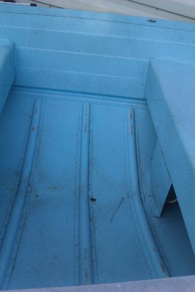 Midship, after plywood removed. note; no holes drilled into crossmembers