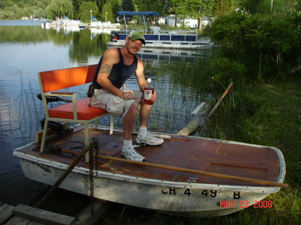 my brother and our spearing boat