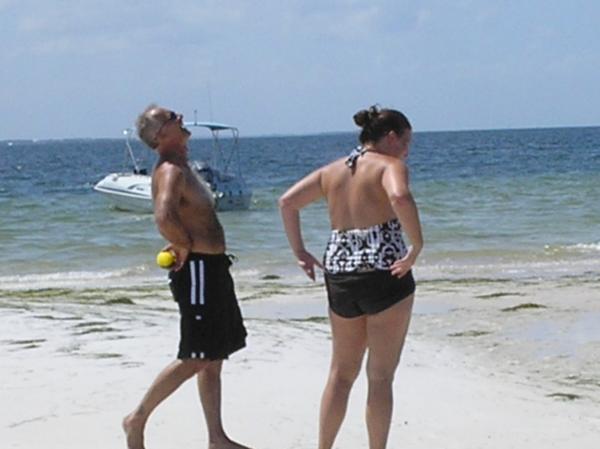 My Father, Shannon and the boat at anlecot key, island, (Whatever it is) Beatiful though!!