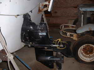 Outdrive stored in down position, further suspicion of winterization.
