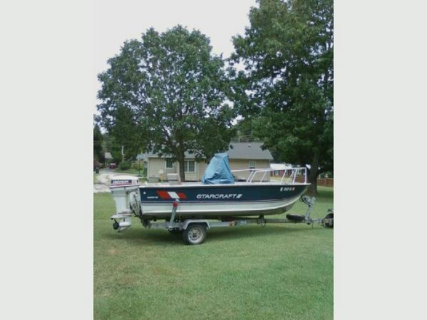 Phils 1989 Starcraft Mariner 160, 40hp johnson vro, Cox drive on trailer.